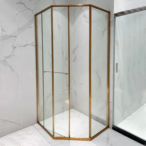 Puerta corredera de ducha para hotel, hardware de aluminio de lujo para baño, Partición de ducha de vidrio templado, puerta corredera de ducha de vidrio para Baño