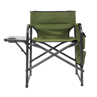 Chaise de camping d'extérieur en promotion, chaise de réalisateur pliante portable avec table latérale, chaise pliante haute pour l'extérieur