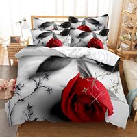 Ensemble de literie en polyester organique imprimé en 3D 3 pièces prêt à expédier pour un usage domestique-taie d'oreiller en feuille inspirée de mariage housse de couette