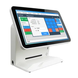 Sistema Pos Touch da 15.6 pollici da 15 pollici tutto In sistema Pos Monitor per Computer a doppio schermo con registratore di cassa per chiosco ristorante