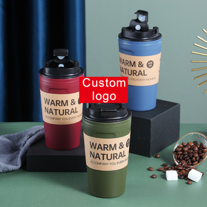Tragbare 500ml Student Wasser becher Wieder verwendbare Sommer Kunststoff Hand benutzer definierte Logo Kaffeetasse mit Abdeckung Wärme isolierung und auslaufs icher - Product Image 1
