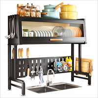 Support de rangement pour vaisselle et bol évier de cuisine armoire organisateur accessoires couverture complète Anti-poussière métal cuisine égouttoir étagère