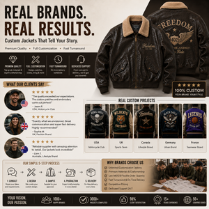 Giacca <span class=keywords><strong>Bomber</strong></span> G1 in <span class=keywords><strong>Pelle</strong></span> Personalizzata all'Ingrosso per <span class=keywords><strong>Uomo</strong></span>, Colletto in Sherpa, Ricamo Personalizzato, Giacca Moto Marrone, Streetwear OEM ODM - Product Image 4