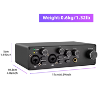 Interfaz de Audio USB Profesional Rayco MQ22 ASIO de 2 Canales, Preamplificador de Micrófono, Tarjeta de Sonido de Baja Latencia, Voz Ajustable para 2 Personas