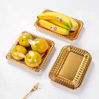 Gouden PET plastic voedseltrays, wegwerpfolie verzegeltrays voor vlees, supermarkt, fruit, bakkerijverpakkingen, vierkante blistertrays