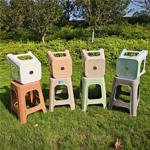 <b>Plastic</b> Square <b>Stool</b> 26x34 Cm Stackable Minimalist Design For Home Outdoor Use Adult Size Thickened PP Material - Product Image 2