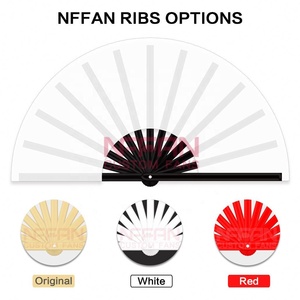 Grand ventilateur à main pliable imprimé personnalisé en bambou réactif aux UV par sublimation pour les raves du festival - Product Image 3