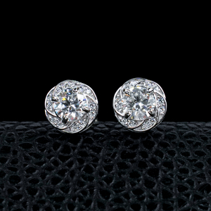 Classic 925 Silver Diamond Earrings with Round Claw Setting Gold & Rhodium Plated High Quality Gift for Women - Product Image 2