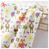 Tissu en mousseline de coton biologique double gaze 100% pur, imprimé de dessins animés personnalisés, pour vêtements de bébé