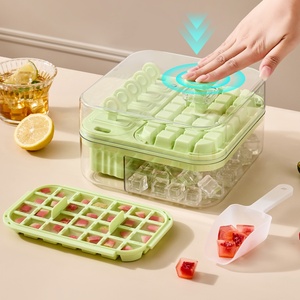 Boîte de rangement portable pour glaçons de réfrigérateur, bac à glaçons 2-en-1 avec couvercle pour cuisine domestique - Product Image 1