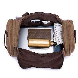 Free Sample <b>Canvas</b> <b>Duffle</b> <b>Bag</b> Oversized Genuine Leather Weekend <b>Bags</b> for Men and Women - Product Image 4