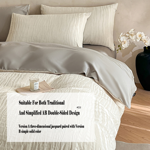 Ensemble de literie quatre pièces en jacquard 100% coton comprenant drap, taies d'oreiller, housse de couette - Product Image 4