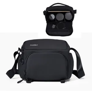 حقيبة كاميرا Cwatcun D101 حقيبة متقاطعة مع الجسم حقيبة تُحمل على الكتف بعدسة التصوير وتنظيم جيوب متعددة لملحقات التصوير