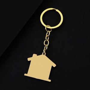 Personalized <b>Customization</b> Laser Engraving logo Printing Stainless Steel Photo House Shape Home Blank Material Metal <b>Keychain</b> - Product Image 3