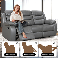 Fauteuil inclinable moderne en cuir aérien extensible à trois places avec structure en bois pour les vendeurs e-commerce