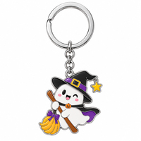 Porte-clés promotionnel personnalisé en métal émaillé pour Halloween, avec logo, design 2D, tendance, vente en gros, en vrac