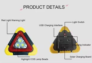 Khẩn Cấp Phản Quang Dấu Hiệu Kit Xe Đầu Thiết Bị Tam Giác Cảnh Báo LED Chiếu Sáng Và USB Sạc Cổng COB Đèn Đường Ánh Sáng Chế Độ - Product Image 5