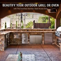Hyxion Portes de cuisine extérieures résistantes aux intempéries en acier inoxydable 304 Double accès pour station de grillade Porte d'armoire d'îlot de barbecue
