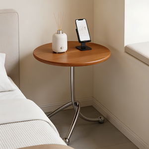 Modern Solid Wood Top Antique Oak Polished Stainless Steel Twisted Legs Mini <b>Sofa</b> End <b>Side</b> <b>Table</b> Dancing Coffee <b>Table</b> - Product Image 3