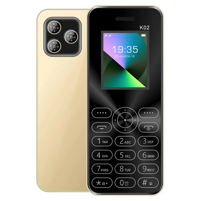 K02 pulsante a basso prezzo telefono cellulare 2G GSM quad band dual sim display a colori da 1.8 pollici bar feature phone