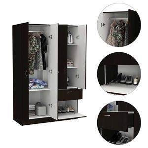 Mueble de Dormitorio Moderno Maltby Negro Wengue de 4 Puertas y 2 Cajones, Puertas Abatibles Independientes, Construcción en MDF - Product Image 3