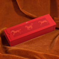 Emballage de Carte Cadeau Festive, Boîte en Deux Pièces, Personnalisée avec Motif Cheval en Feuille d'Or, en Carton, pour Ensemble de Célébration du Nouvel An, Vente au Détail