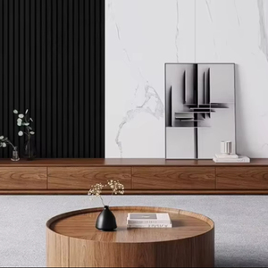 Walnut màu đầy đủ rắn gỗ TV tủ bàn cà phê siêu hẹp tích hợp thiết kế sàn cho căn hộ nhỏ phòng khách - Product Image 1