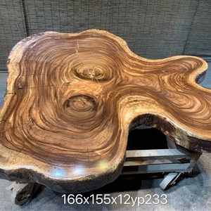 Mesa de comedor de madera maciza de nogal natural con borde vivo, venta al por mayor de fábrica, café, Sudamérica - Product Image 2