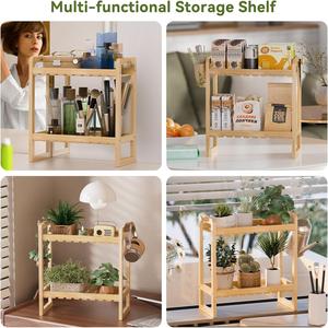 Wooden double-layer storage <b>rack</b> for <b>kitchen</b> spice <b>rack</b>, desktop double-layer storage <b>rack</b>, bathroom/toilet organization <b>rack</b> - Product Image 5