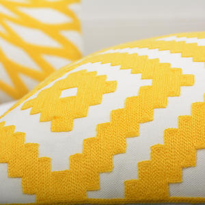 Modern Yellow Geometric Embroidered Pillow Case Square Home Decor Cushion <b>Cover</b> <b>Throw</b> Pillowcase For <b>Sofa</b> Bedroom - Product Image 5