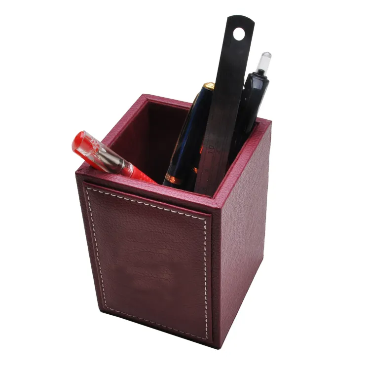 Boîte de rangement en cuir PU, 1 pièce, organisateur de bureau en cuir de haute qualité, support de stylo, boîte de rangement et broches, organisateurs de bureau