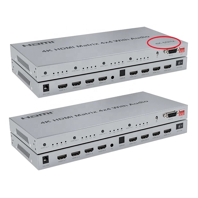 High Quality Ultra HD 18Gbps HDMI2.0 Switch 4 in 4 Out HDMI 2.0 Matrix 4K 60Hz 30Hz HDMI 4x4 Matrix HDMI With IR Remote Control
