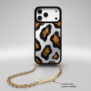 Custodia per telefono personalizzata con logo divertente, lussuosa, a specchio, protettiva, morbida, con specchietto per il trucco e catenella da polso per iPhone 18 17 16 15 Pro Max - Product Image 1