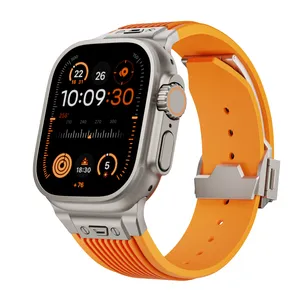 Grosir 18/20/22/38/40mm 42/44mm silikon karet lembut jam tangan pintar tali untuk Apple iWatch Ultra