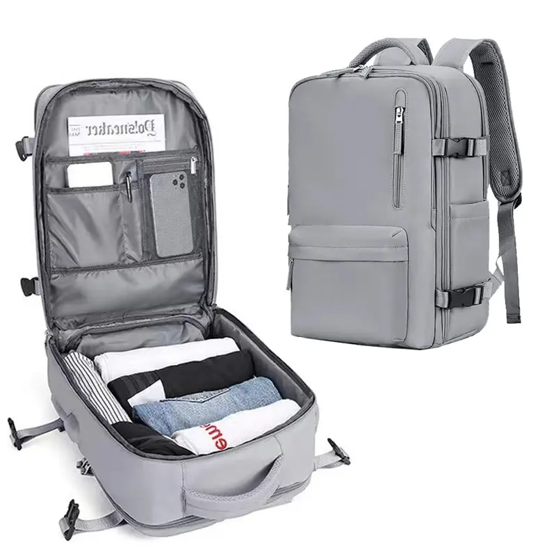 New USB rechargeable large capacity carry-on backpack Double zipper leisure backpack