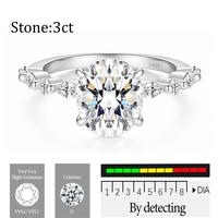 Bague de fiançailles en argent sterling 925 OAHLAN, bijoux fins de luxe, diamant moissanite ovale de 3 carats pour femmes, mariage