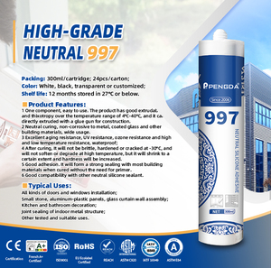 กาวซิลิโคนกันน้ำสำหรับกระจกฉนวนกันความร้อน 997 สีขาว ทนรังสียูวี แห้งเร็ว ไม่หย่อนตัว ขนาด 300 มล. แบบตลับ กาวซิลิโคนชนิดกลาง - Product Image 4