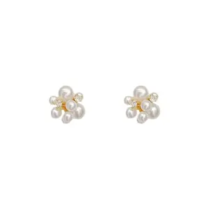 925 silver needle pearl earrings female minority South Korea light luxury high-grade earrings temperament personality Hong Kong