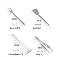 Ensemble d'outils de barbecue en acier inoxydable 7 pièces, kit d'ustensiles de grill portables avec sac Oxford - Accessoires de barbecue pour le camping en plein air