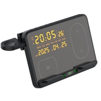 Artículos de Regalo Corporativos, Cargador Inalámbrico 6 en 1 con Carga Rápida de 15W, Plegable, con Pantalla de Temperatura, Humedad y Reloj Despertador para Oficina