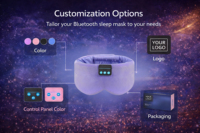 Masque de sommeil sans fil en soie Bluetooth pour les voyages et les siestes au bureau, design amovible, logo personnalisé disponible