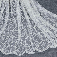 Largeur 130 cm blanc broderie maille luxe dentelle tissu paillettes perles Voile français dentelle tissu pour fête robe de mariée