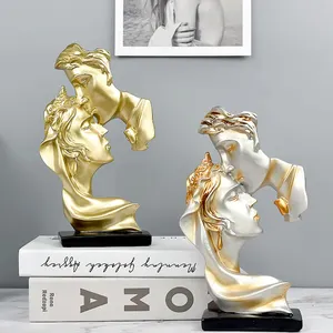 Lover Man Kus Vrouw, voorhoofd Hand-Cast Resin Standbeeld Sculptuur Decoratieve Beeldje Voor Home Decor Accenten Woonkamer Slaapkamer/