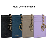 Dompet Kartu Wanita Custom 3 in 1 Model Vintage Mewah PU Kulit, Dompet Ramping dengan Kantong Resleting dan Gantungan Kunci