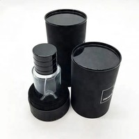 Tube en carton recyclable noir avec logo personnalisé, gaufrage doré, pour emballage de cosmétiques, parfums et poudres en vrac, finition UV