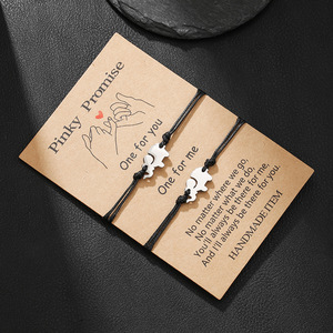 Pinky Promise <b>Couple</b> <b>Bracelet</b> Stainless Steel Waxed Thread Braided Jewelry Gift For Lovers Valentine's Day - Product Image 1