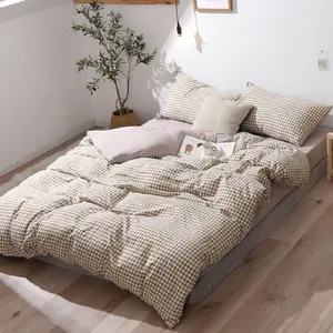 Home Bed Skirt Aloe Cotton Brushed Four-piece Bedding Set Series 2023 New Simple Japanese Washed Cotton 10 Quality Wool 60 4 Pcs