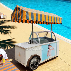 Chariot de vente ambulante personnalisé pour glaces et plats rapides, avec parasol, construction métallique résistante à la rouille - Product Image 4