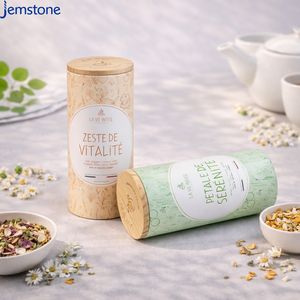 Emballage personnalisé en tube de papier biodégradable pour thé en vrac, thé aux fleurs, café en grains, avec couvercle en bois - Product Image 3