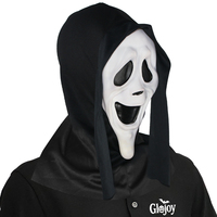 Masque effrayant en caoutchouc souple Smiley Ghost, accessoire de déguisement d'Halloween, pour fête costumée, farces et attrapes, personnalisable
